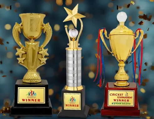 Award trophies display